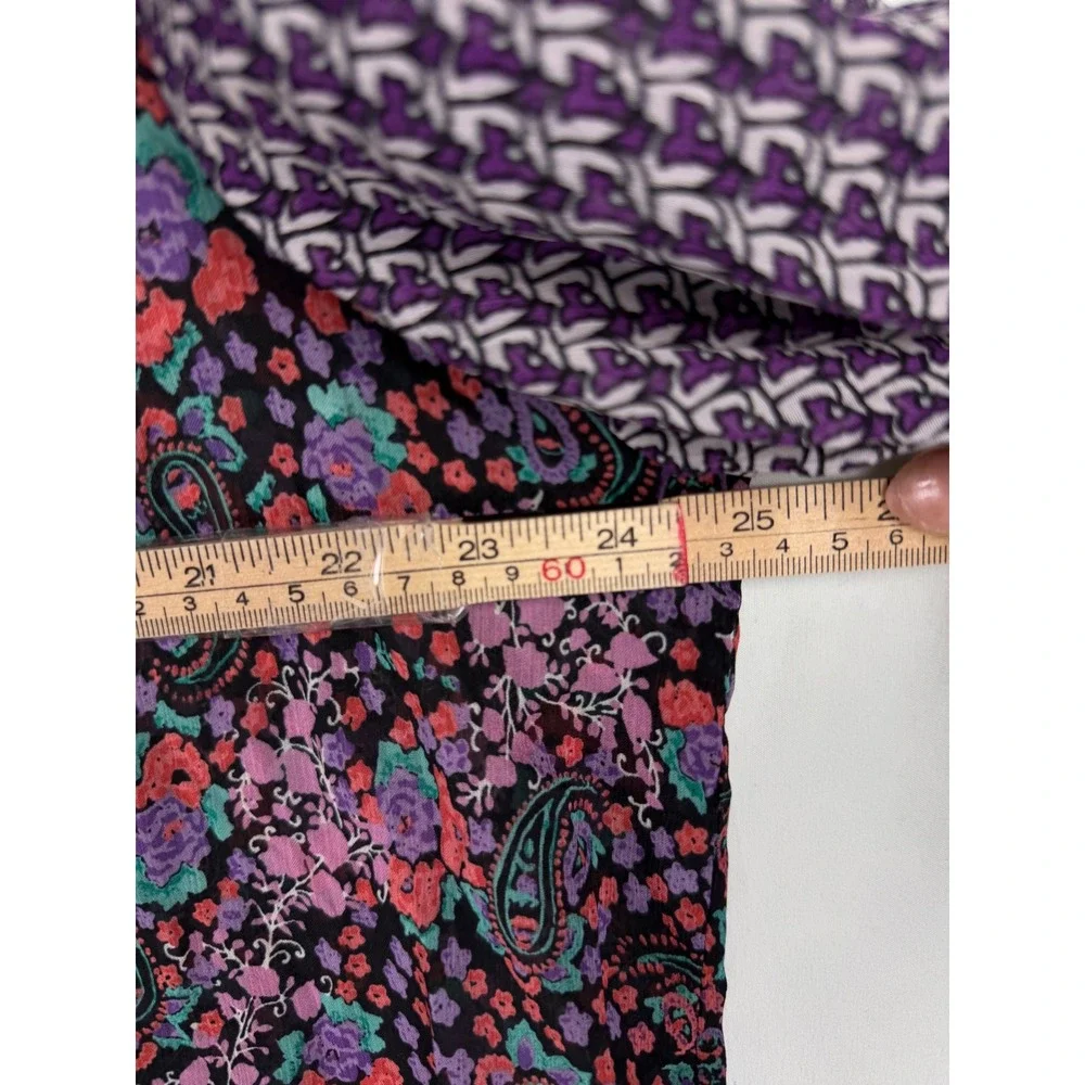 Mason &‎ Mackenzie Womens XL Mixed Print Paisley Floral Blouse Purple V-Neck Top